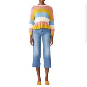 Valentino Pastel Striped Peplum Ruffle Hem
Sweater Virgin Wool Colorblock Small